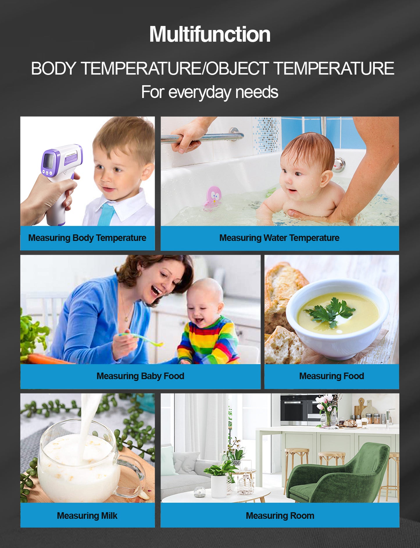 Infrared Thermometer for Adults, Non Contact Forehead Thermometer with Fever Alarm, Accurate Reading and Memory Function, Body Temperature & Surface of Objects Use