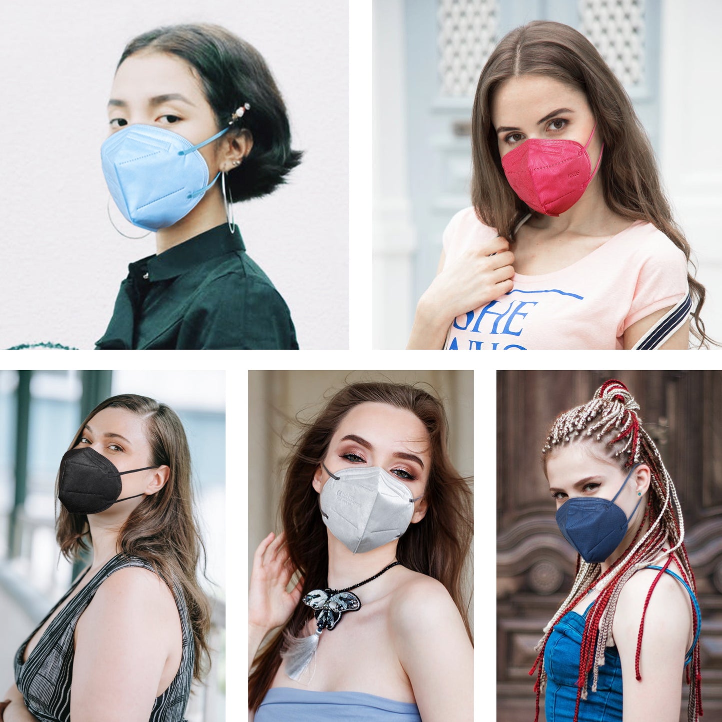 HUHETA KN95 Face Masks Individually Wrapped 60 Packs, 5-Ply Breathable Protective Disposable KN95 Mask for Adults, Multicolor